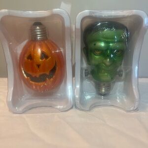 New Dept 56 Halloween Fright Lights – Pumpkin & Frankenstein (Set of 2, Unused)